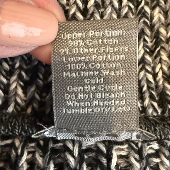 Ann Taylor Chunky Knit Button Front Cardigan Sweater | Black Marled | Size Large - Picture 6 of 9